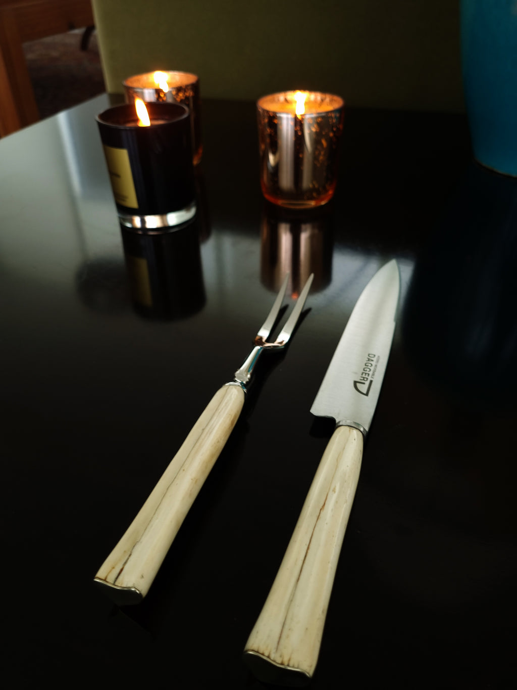 Argentine barbecue carving set with ñandú bone handles