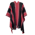 Atuel handwoven Argentine wool poncho with dark base and red Listado stripes