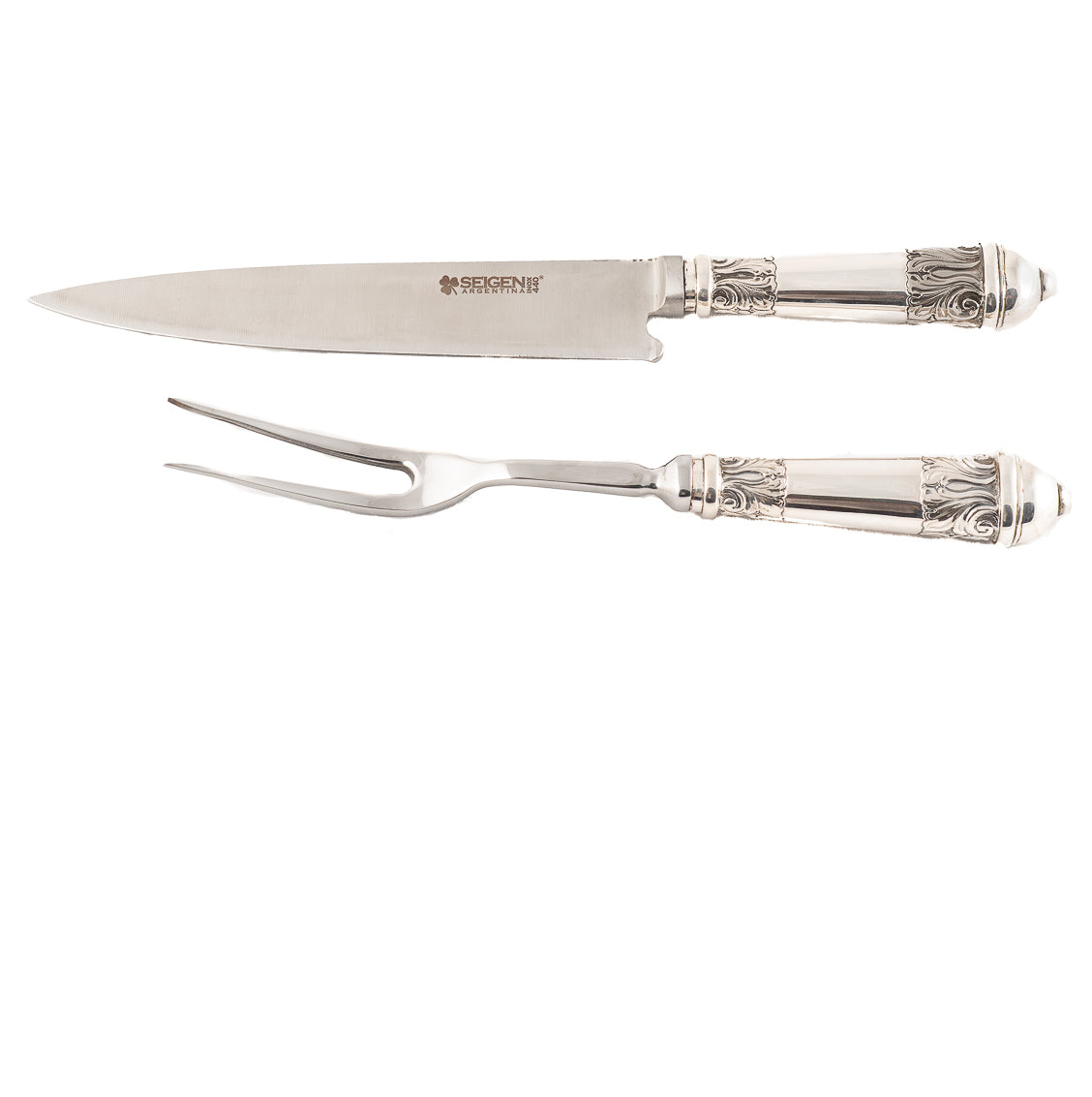 Handmade Silver 900 carving knife and fork set selected by Vakiano