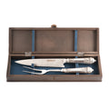 Silver 900 carving set with floral motif in presentation case