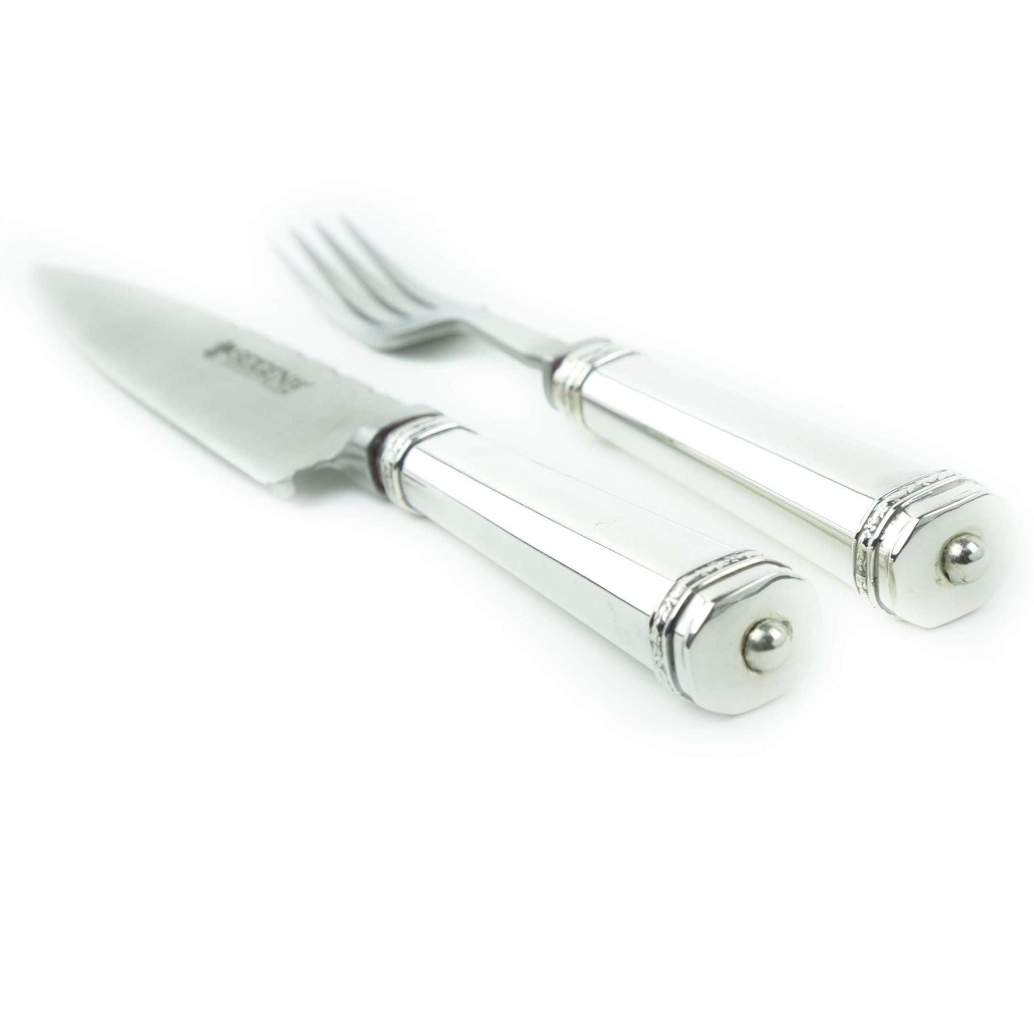 Silver 900 handled knives and forks with Seigen 440 stainless steel blades